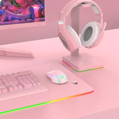 Vista 7 de SIMGAL Ratón inalámbrico RGB para juegos, rosa, recargable, diseño ergonómico, DPI ajustable, compatible con Windows, Mac