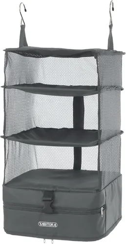 Vista 80 de TABITORA - Estantería portátil y plegable de gran capacidad con ganchos para colgar, ideal como almacenamiento para viajes