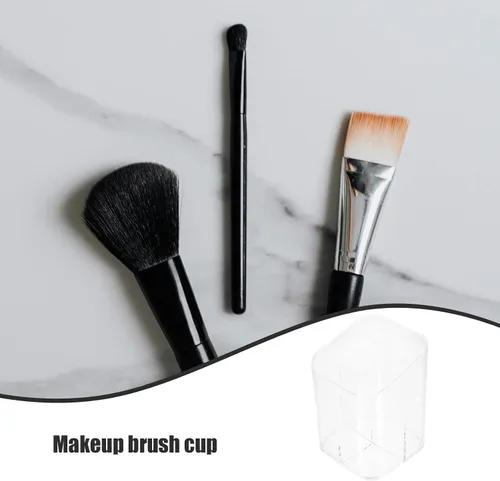 Vista 9 de 2pcs Makeup Brush Holder Pen Cup Organizer Plastic Cosmetic Brush Stand Makeup Case for Desktop Cosmetics Storage and Desk Use