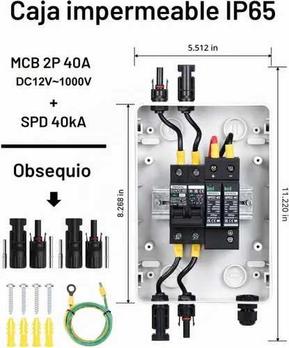 Vista 4 de DIHOOL Caja de interruptor de desconexión de panel solar Caja de disyuntor de CC de 40 amperios, caja combinadora de 1000 V PV para RV