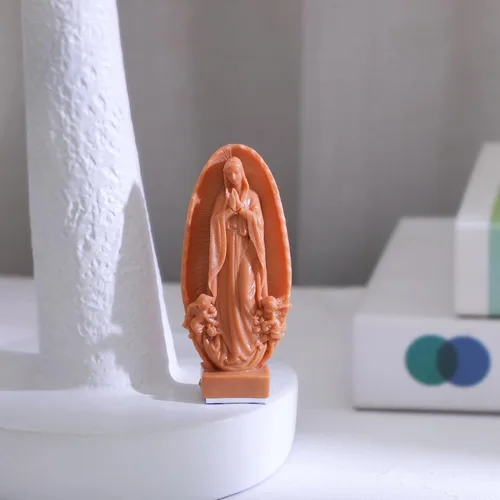Vista 3 de Estatuilla de Nuestra Señora de Guadalupe 3" H Virgen de Guadalupe María Estatua de Plástico, Religiosa Católica, Decoración para Mesa, Oficina
