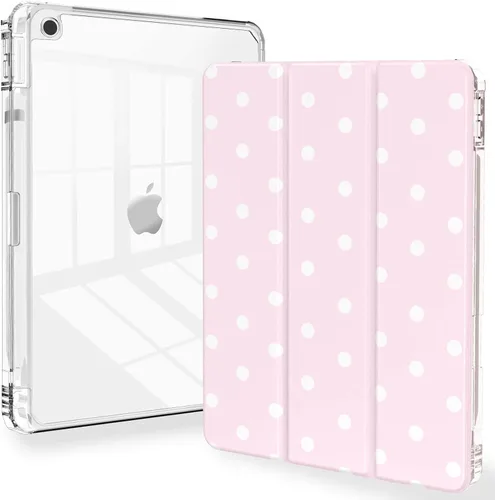 Vista 26 de Feams Funda para iPad de 9ª generación, funda triple para iPad 10.2, cubierta trasera transparente con soporte para lápiz y apagado Ángel
