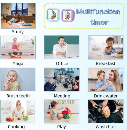 Vista 2 de Temporizador visual de 60 minutos para niños y adultos, temporizador para niños sin tictac, temporizadores de cuenta regresiva visual para aula