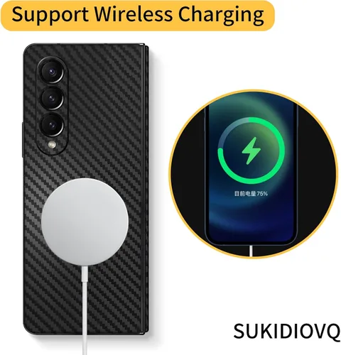 Vista 5 de Para Samsung Galaxy Z Fold 4 Etiqueta engomada del teléfono Envoltura de la piel de fibra de carbono Película de una sola pieza 3M vinilo ultra fino