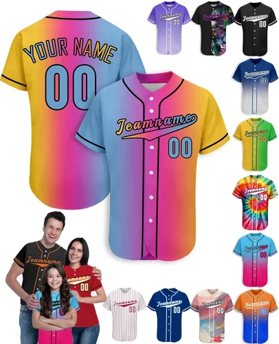 Vista 37 de Camiseta de béisbol personalizada para hombres, mujeres y niños con nombre, número y logotipo, camisetas de sóftbol personalizadas, S-4XL