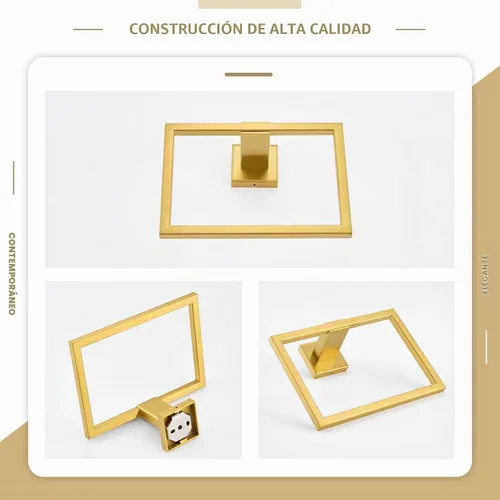 Vista 9 de Angle Simple Toallero de mano dorado oscuro cepillado, anillo de toalla Oro oscuro cepillado