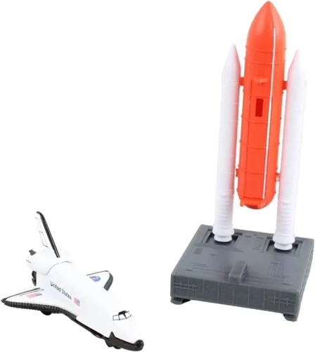 Vista 2 de Set de juguetes de misión espacial Daron Nave espacial en plataforma de lanzamiento, representación auténtica de naves espaciales