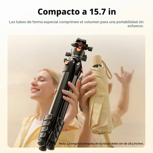 Vista 2 de K&F CONCEPT Trípode de viaje de aluminio de 63" para cámara/teléfono