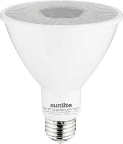 Vista 12 de Sunlite Bombilla LED PAR30 empotrable de cuello largo, 9 W, (ecualizador de 75 W), 850 lm, base E26 media, regulable, certificación ETL, ángulo