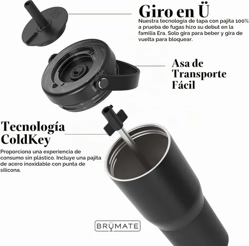 Vista 2 de BrüMate Resa - Vaso de viaje 100% a prueba de fugas de 25 onzas con asa y pajilla, popote SoftSip flexible, funda de silicona para mayor
