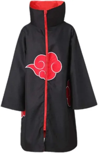 Vista 2 de Tinyones Capa de cosplay ninja para disfraz de bata larga Akasuki para Halloween con diadema