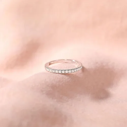 Vista 2 de EAMTI anillo de compromiso chapado en oro blanco de 14quilates, 564 de pulgada, con circonita, anillo de compromiso apilable, tamaños 3-13
