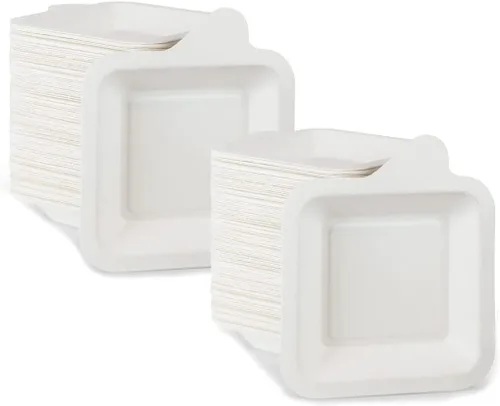 Vista 8 de Upper Midland Products Platos de papel pequeños de 4 a 4 pulgadas, platos de postre de papel biodegradables Blanco (blanco - 100)
