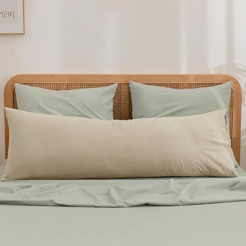 Vista 70 de BESTOUCH 100% Algodón Lavado Funda de Almohada para Cabello y Piel, Sensación de Lino, Suave, Cómoda, Transpirable, Juego de 2 Fundas de Almohada