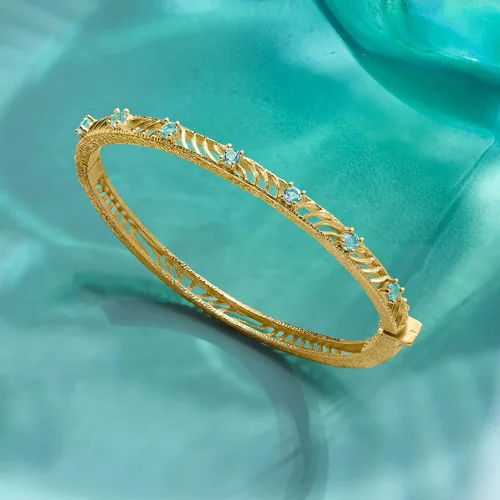 Vista 3 de Ross-Simons Pulsera de topacio azul suizo de 1,40 quilates en oro de 18 quilates sobre plata esterlina, Gema, topacio