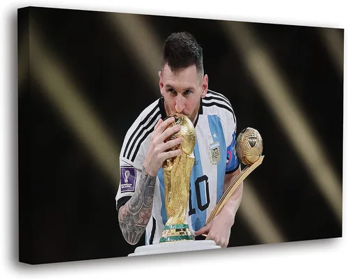 Vista 19 de SpiritualHands Lionel Messi - Póster en lienzo de Messi Argentina, póster de fútbol de Leo Messi para dormitorio de niños, 8 x 12 pulgadas, listo
