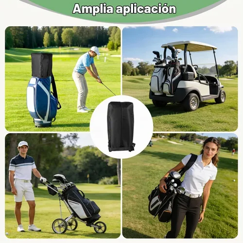 Vista 6 de Funda para bolsa de golf, 34 x 33 x 20 pulgadas, funda impermeable y a prueba de polvo para bolsa de golf con cremallera frontal, correas ajustables