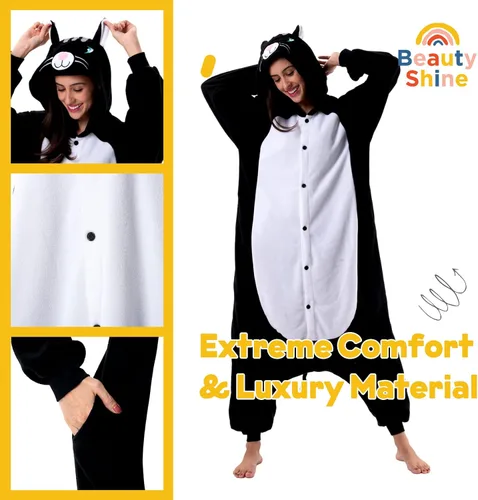 Vista 3 de Beauty Shine Unisex Adult Onesie Pajamas, Cartoon Costume Halloween Christmas Sleepwear Jumpsuit Plush Cosplay
