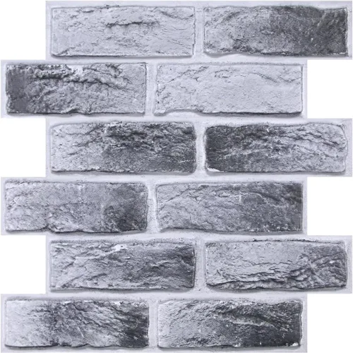 Vista 19 de Commomy Paneles de pared autoadhesivos de ladrillos falsos - 10 piezas de 30 cm x 30 cm de tamaño pequeño, diseño de PVC gris con manchas, papel