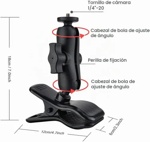 Vista 3 de Soporte para teléfono de guitarra, soporte de cámara de acción para guitarra