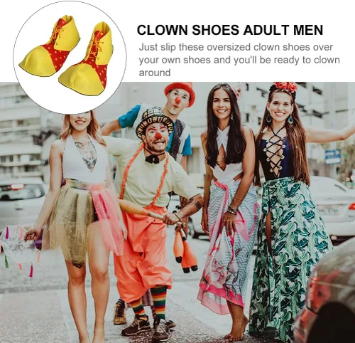 Vista 9 de Disfraz de payaso para mujer con zapatos grandes y divertidos - Ropa de carnaval para hombres adultos, Como se muestra, Mediana