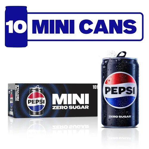 Vista 3 de Pepsi Soda sin azúcar, mini latas de 7.5 onzas, (dos paquetes de 10) (el embalaje puede variar)