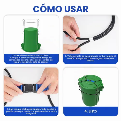 Vista 7 de 2 cerraduras de tapa para botes de basura para animales, cordón elástico para mantener al oso/mapache/perro fuera de la basura 2