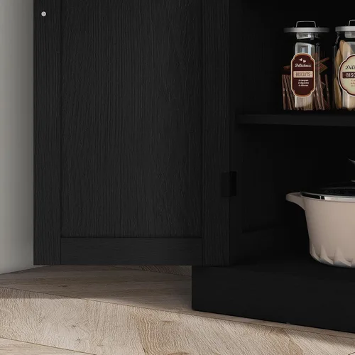 Vista 8 de HOMCOM Gabinete alto de la despensa de cocina de 72,5" grano de madera Fibras de madera negra