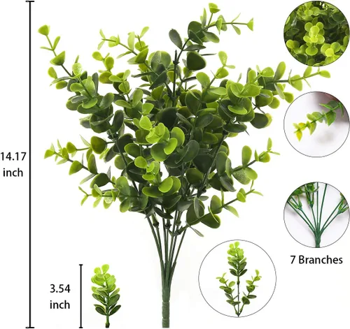 Vista 2 de Flores artificiales para exteriores, 8 paquetes de flores falsas resistentes a los rayos UV, flores sintéticas de plástico para exteriores, plantas