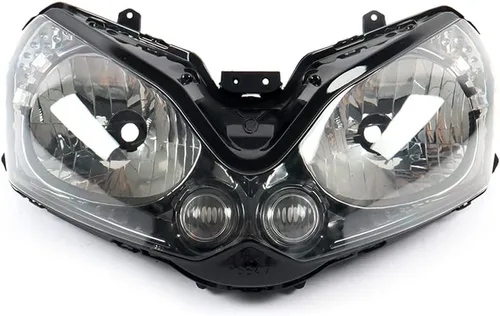 Vista 17 de Ensamble de lámpara de faro delantero para motocicleta compatible con Yamaha YZF600 R6 2006 2007 06 07 YZF-R6 Faro frontal transparente para moto