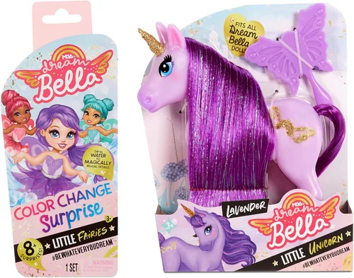 Vista 3 de MGA Entertainment Dream Bella Color Change Surprise Little Fairies - Muñeca de 5.5 pulgadas y unicornio pequeño, paquete de 2 unidades, Aubrey