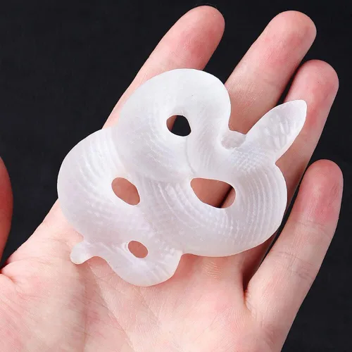 Vista 4 de TEAMWILL Calavera de serpiente de selenita natural tallada de cristal de cuarzo para curación Reiki, 1 pieza