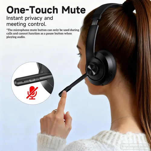 Vista 5 de AOC Wireless Headset with Mic for Work, Bluetooth 5.4 Computer Headphones. with USB-A Dongle, Clear Call Mic, 30H Battery, One-Touch Mute, Great