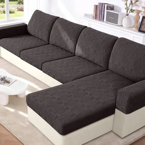 Vista 11 de VANSOFY Fundas de cojín para sofá seccional, Fundas de cojín de sofá de jacquard elásticas, Fundas protectoras lavables para muebles de sofá