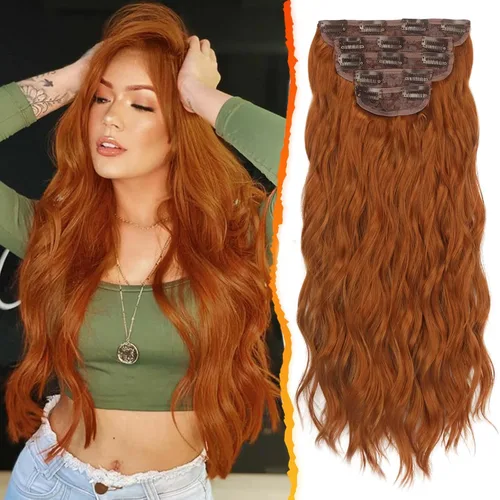 Vista 33 de BARSDAR Extensiones de cabello ondulado con clip negro marrón - 14 pulgadas, extensiones de cabello corto ondulado con clip para mujer - 5 piezas