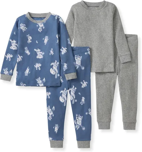Vista 13 de Burt's Bees Baby Pijama de algodón orgánico para niños, conjunto de pijama Paquete de 1 temporada de Apple