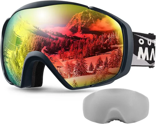Vista 24 de OutdoorMaster - Gafas de esquí con cubierta, antivaho OTG para nieve/snowboard La cubierta integrada ayuda a proteger la lente, con ajuste OTG