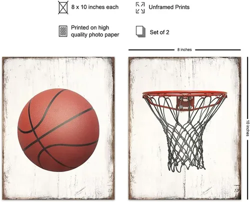 Vista 2 de Juego de impresiones artísticas de baloncesto para pared, fotos vintage de 8 x 10 pulgadas, regalo único para hombres, adolescentes, Kobe Bryant