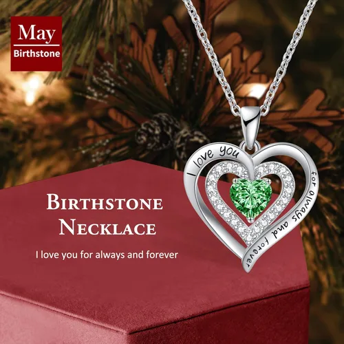 Vista 3 de Birthstone Jewelry Necklace for Women on Birthday Anniversary Presents for Wife Women Necklaces for Valentine's Day, Christmas, Mother's Day