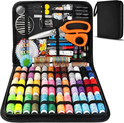 Vista 10 de Kit de costura Marcoon para adultos, kit portátil de reparación de agujas e