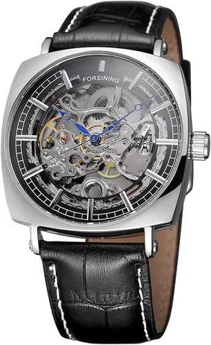 Vista 2 de carlien Relojes de lujo para hombre, esqueleto mecánico de acero inoxidable, reloj dorado