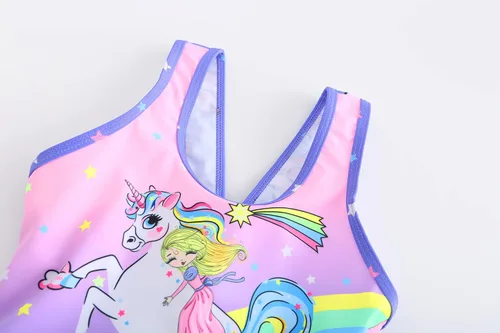 Vista 3 de RuuYiicoco Traje de baño de unicornio de una pieza para niñas, traje de baño de sirena, traje, Arco iris