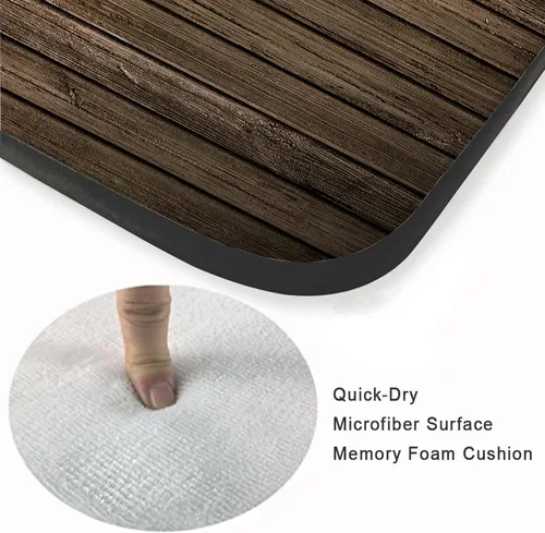 Vista 5 de Tapete de esponja lavable para dormitorio de niños y niñas, panel de madera marrón, decoración rústica de pared con textura de pared, alfombra