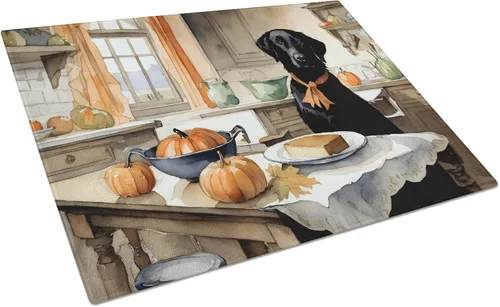Vista 64 de Caroline's Treasures DAC1720LCB Affenpinscher - Tabla de cortar de vidrio con calabazas para cocina de otoño, grande, decorativa, de vidrio