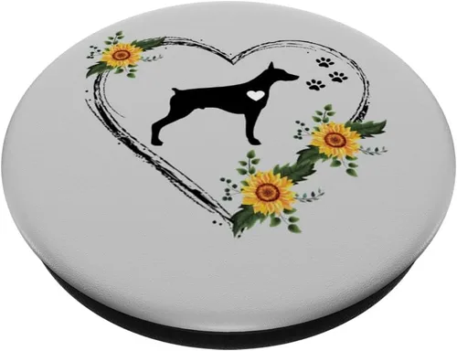 Vista 2 de Doberman - PopSockets intercambiables con huellas de patas en color gris