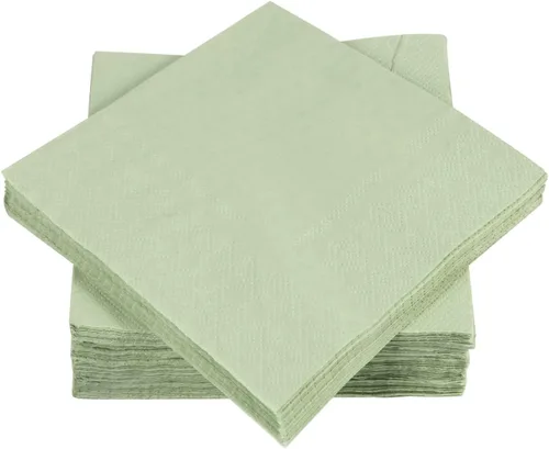 Vista 5 de 300 paquetes de servilletas de cóctel de 2 capas, servilletas de postre plegadas de 5 x 5 pulgadas, servilletas desechables para cena, boda, Verde