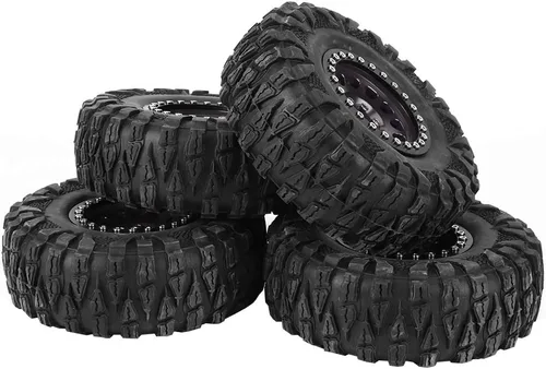 Vista 2 de 4 piezas RC Crawler neumático de coche, cubo de rueda de metal, accesorio neumático 1/10 RC coche 2.2 pulgadas neumáticos y ruedas ruedas ()