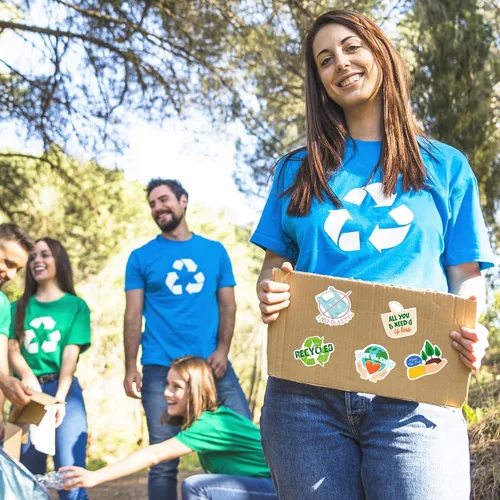 Vista 6 de GTOTd Calcomanías veganas verdes de la naturaleza del Día de la Tierra (300 unidades) Regalos de reciclaje de conservación del medio ambiente, Día
