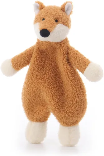 Vista 6 de Apricot Lamb Manta de seguridad de animales de peluche, diseño de zorro amarillo, manta de personaje para guardería, felpa de lujo para acurrucarse