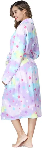 Vista 5 de RONGTAI Bata de baño para mujer, de felpa, cálida, larga, de forro polar, ropa de dormir